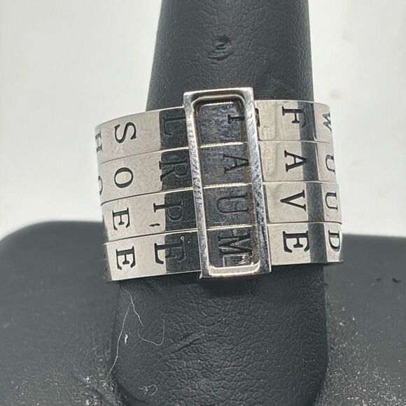 Silver Stls Steel spinning ring make words LOVE HOPE SOUL Sz 11 - Picture 4 of 8
